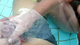 Me And My Friend Seduce A Big Cock Boy In The Pool!