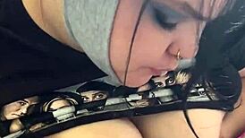 Tits out, I'm suckin' his cock deepthroat style