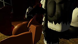 Hot cowgirl rides intensely while milking her big-dicked wolf partner