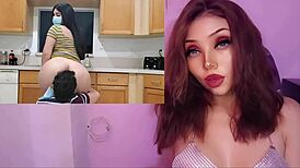 the perverted stepson fucks his hot latina stepmother in the kitchen