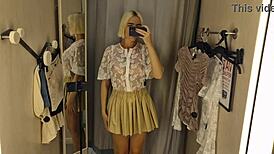 sexy try on haul transparent clothes completely see-through at the mall public fetish