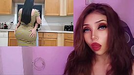 the perverted stepson fucks his hot latina stepmother in the kitchen