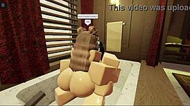 Brunette with a fat ass sucks and fucks in the bathtub