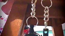 Big Pink Pussy Lips Dangled and Stretched with Weights