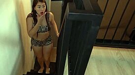 Big ass step sister watches her muscular stepbrother and wants to join in