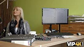 Sweet girl gives her pussy to fuck the naughty loan agent!