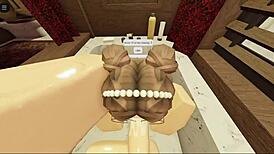 Brunette with a fat ass sucks and fucks in the bathtub