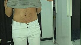 Blindfolded husband surprised by friend during intense sex