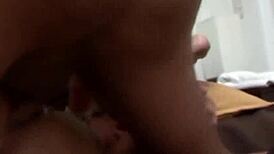 Tgirl enjoys spunk shot blast 😍