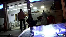 Big dildo warms brunette before guy fucks her hard