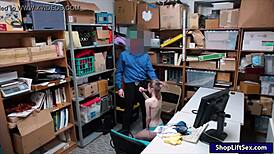 Skinny shoplifter gets pounded by LP officer in the office