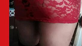 Michelle's Intriguing Transvestite Photos in Lace Skirt