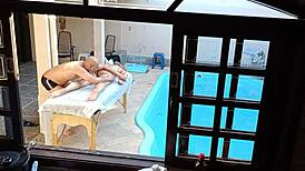 she went to get a massage by the pool and ended up getting a handjob and blowjob