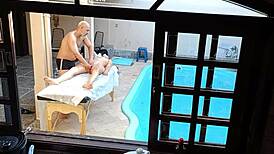 she went to get a massage by the pool and ended up getting a handjob and blowjob