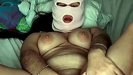 masked brunette explores her solo sensations