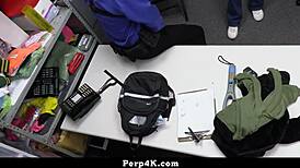 Veronica Church, a troublemaker, receives discipline from the mall officer in this Perp4K scene.