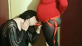 crossdresser eagerly takes it ass to mouth