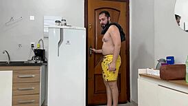 Young Guy Convinces Maid To Give Her Tasty Pussy For Creampie