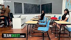 Naughty Teacher Seduces Innocent Student In Classroom