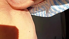 mature woman spreads her huge labia for close-up flashing in homemade video