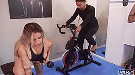 Big-Titted Latina Girl Fantasizes Threesome Fuck in Gym