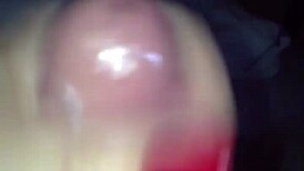 red nails stroke cock until he cums on hand