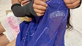 crazy poonam sex in the blue sari - after long time romantic sex