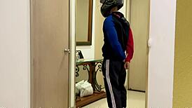 Young latina girl seduces muscular delivery boy for fucking in the aisle