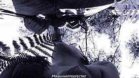 outdoor blowjob bluee big deep throat.