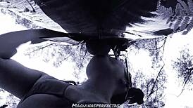 outdoor blowjob bluee big deep throat.