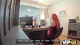 Oh wow, this redhead slut Miss Olivia is sucking cock in the office interview to launch the webcam studio!