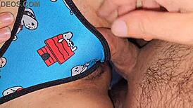 Watch me tease my virgin stepdaughter's tight pussy with her new panties before her first deep penetration!