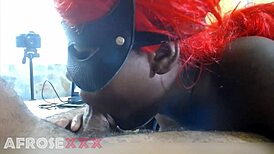 Ebony Woman Sucks Huge Cock Deepthroat and Swallows Big Load!