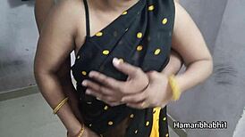 Desi bhabhi lifts her saree for hardcore Indian fucking.