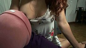 Madrastra wants to ride my cock on the sofa