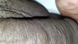 Man Intensely Plays with Huge Black Cock Close-Up