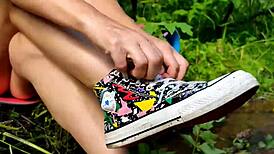 sexy barefoot milf undressed in the wild forest - video vlog 9 - backstage filming videos