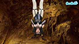 Hot amateur teen in bat costume masturbates upside down for epic orgasm?