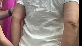 sexy blonde PISSED ON for first time