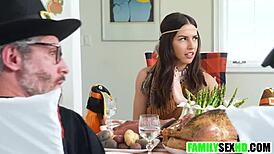 Step Family Spending Thanksgiving Together in Taboo Porn with Daddy and Mommy Fucking!