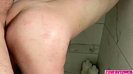 rough shower sex with anal creampie and facial