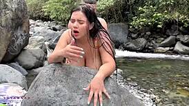 I caught that colombian couple having sex outdoors in the river