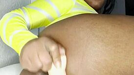 ooh, mature ebony milf masturbates with dildo and fingers for intense orgasm 😍