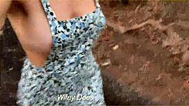 my wife felt so daring running in public, flashing her sideboob and big tits outdoors