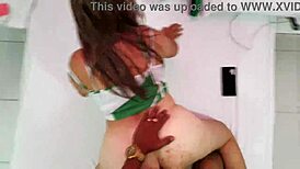 This slutty blonde experiences powerful orgasms in doggystyle.