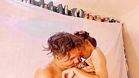 Petite brunette teen's first anal fuck with boyfriend