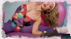 bubble butt blonde aubrey destremps workout and solo striptease for playboy