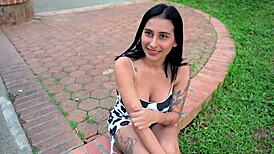 Extraño convence a latina de grandes tetas para que haga videos porno - parte 1