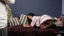 Curvy british voyeur babe encourages jerking off in photoshoot duo with stockings and heels