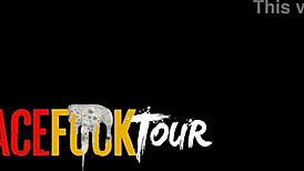 This small tits petite 18+ white teen is getting deep throated upside down by a monster cock